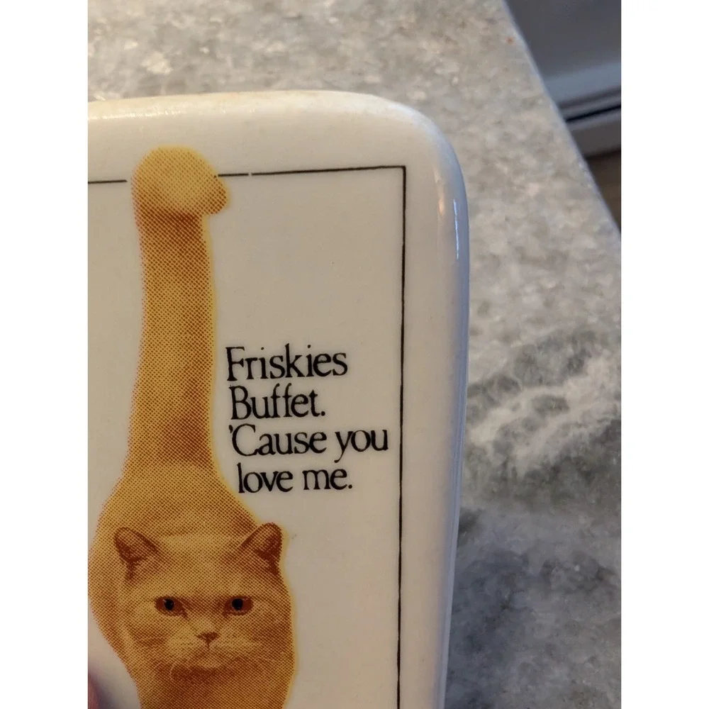 Friskies Buffet Magnet Orange Cat‎ Advertising Ceramic Refrigerator 1986